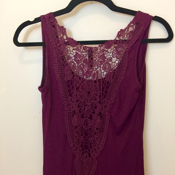Purple High-Low Dress with Lace Detailing - Picture 4 of 4