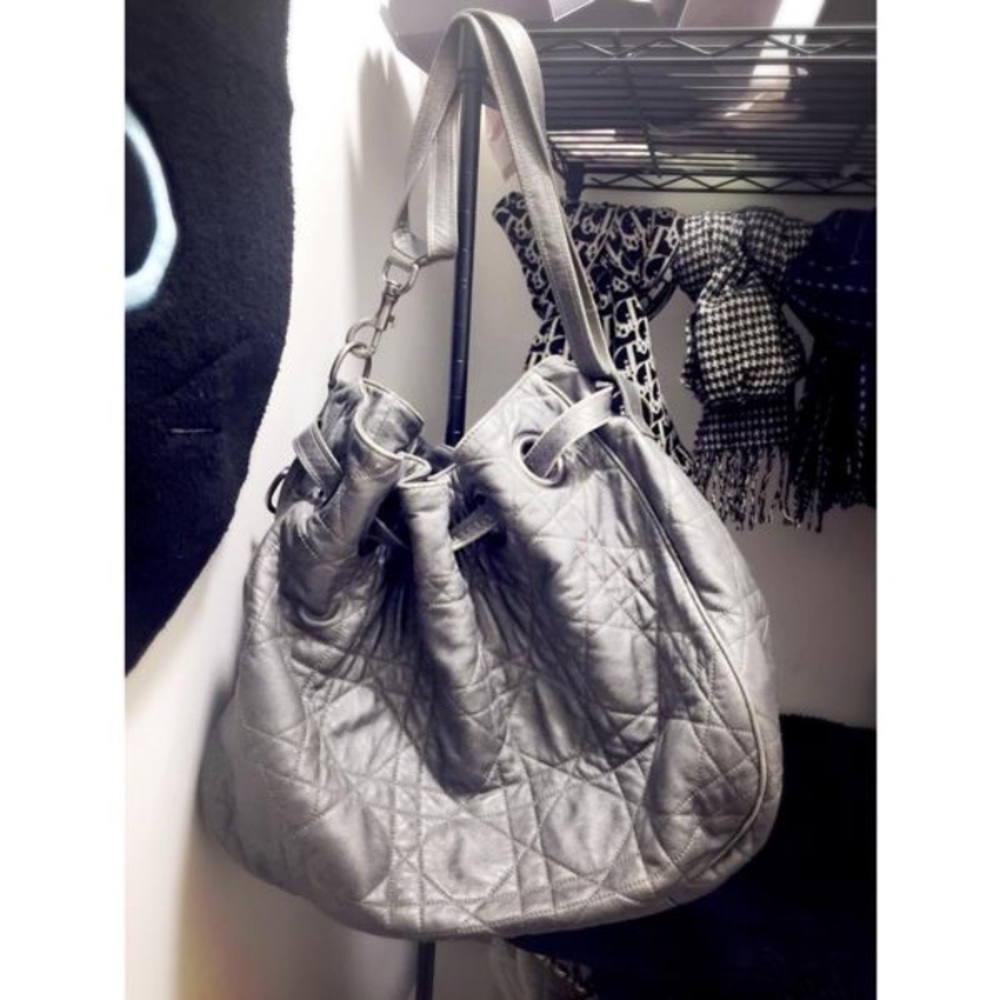 Authentic Christian Dior metallic silver bag