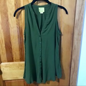 Maeve Anthropologie Army Green Sleeveless Blouse