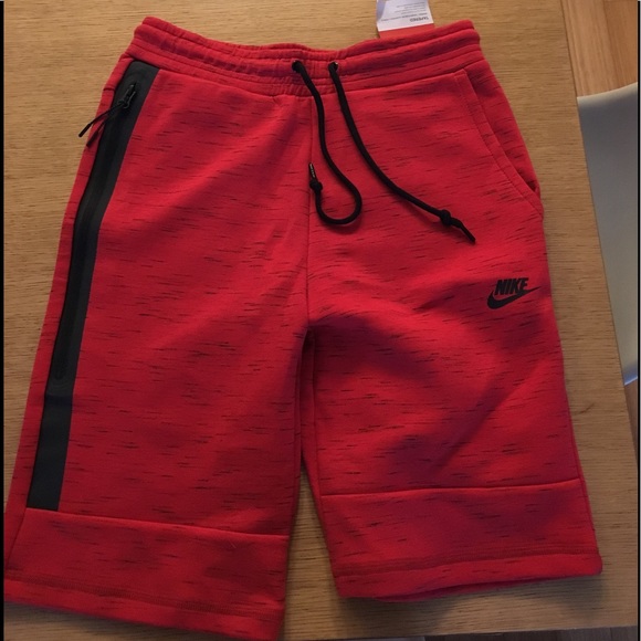 red nike tech shorts