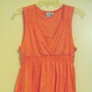 NWOT Orange V-Neck Empire Stretch Waist Dress L