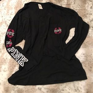 VSPINK Long Sleeve Campus VNeck Tee