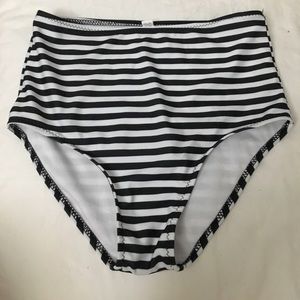 High waisted horizontal striped bikini bottoms