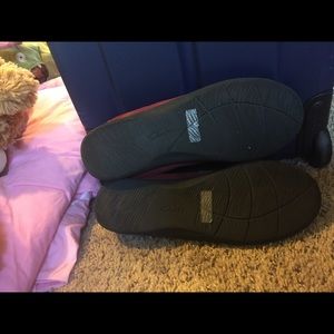 Red Clarks. Faux leather size 10