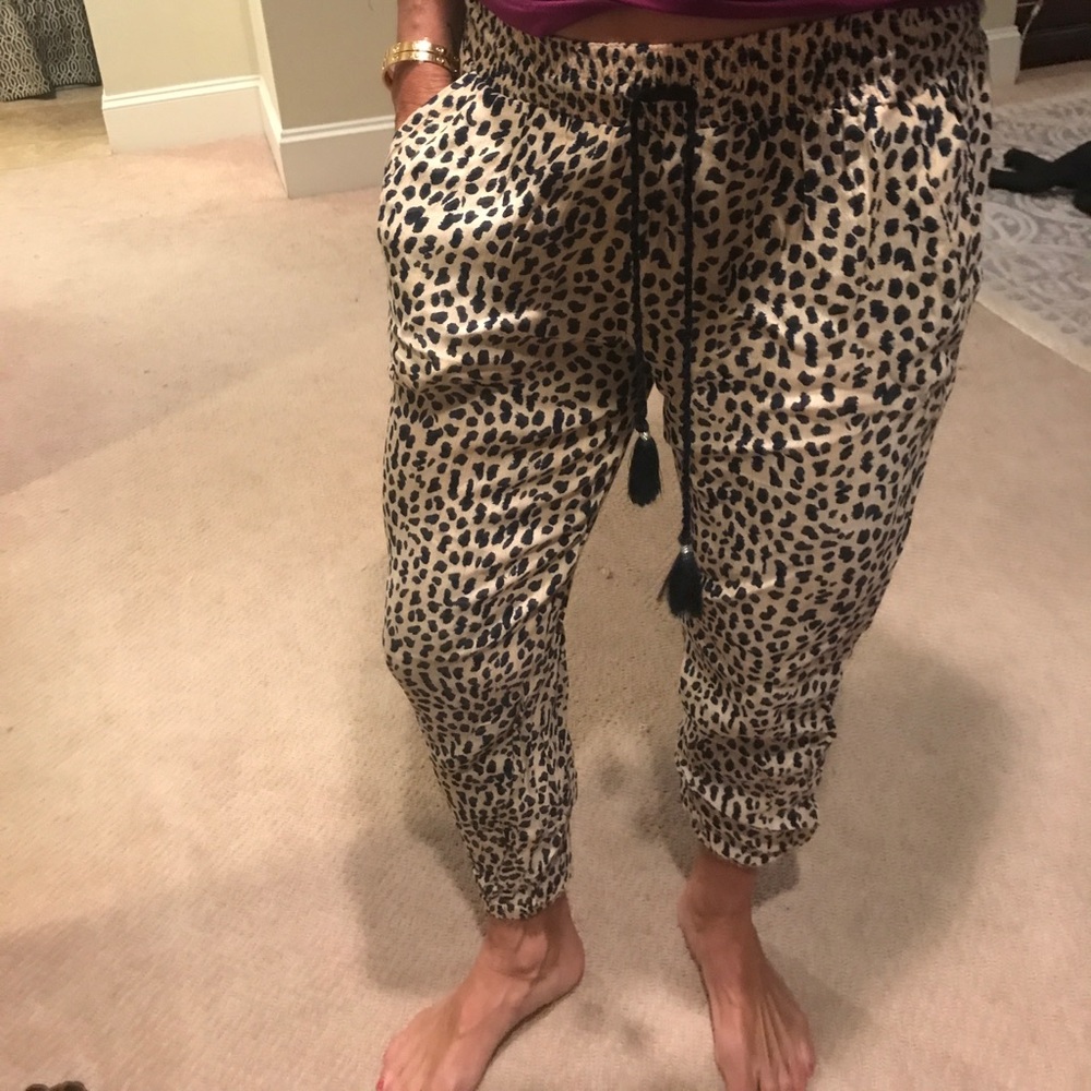 Animal print jogger style silk pant