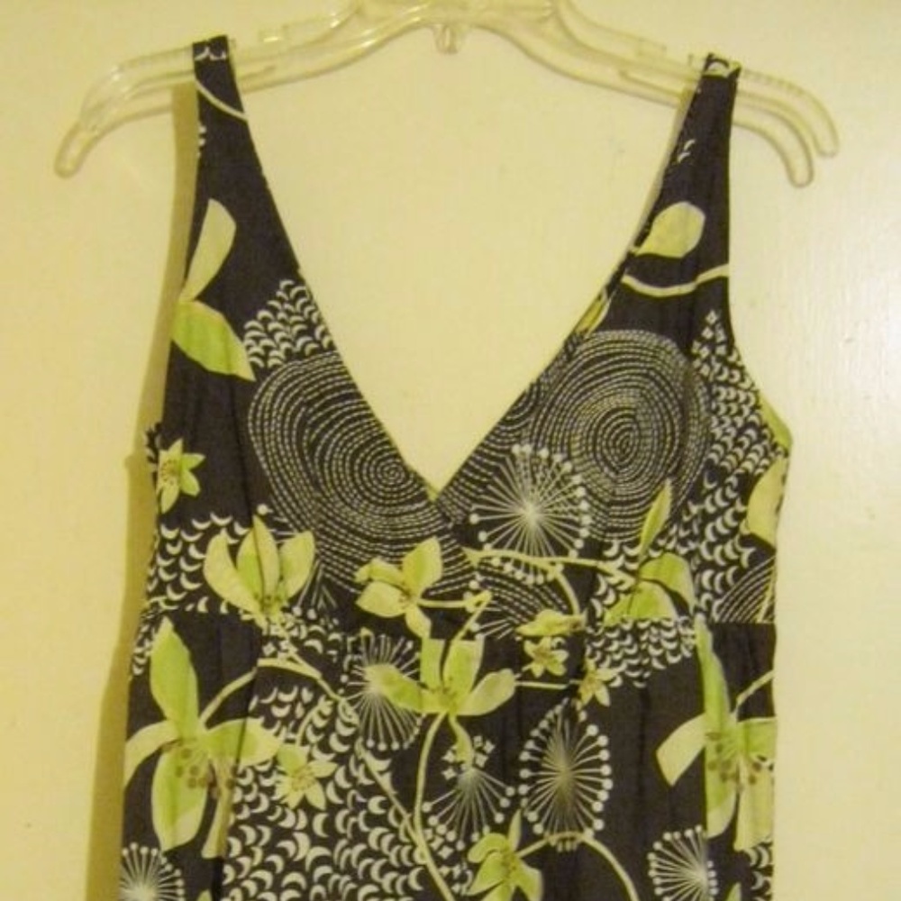 Old Navy Brown Print V-Neck Empire Waist Dress L