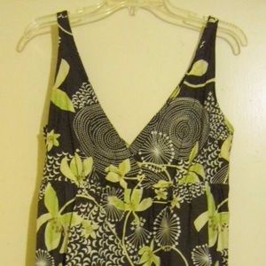 Old Navy Brown Print V-Neck Empire Waist Dress L