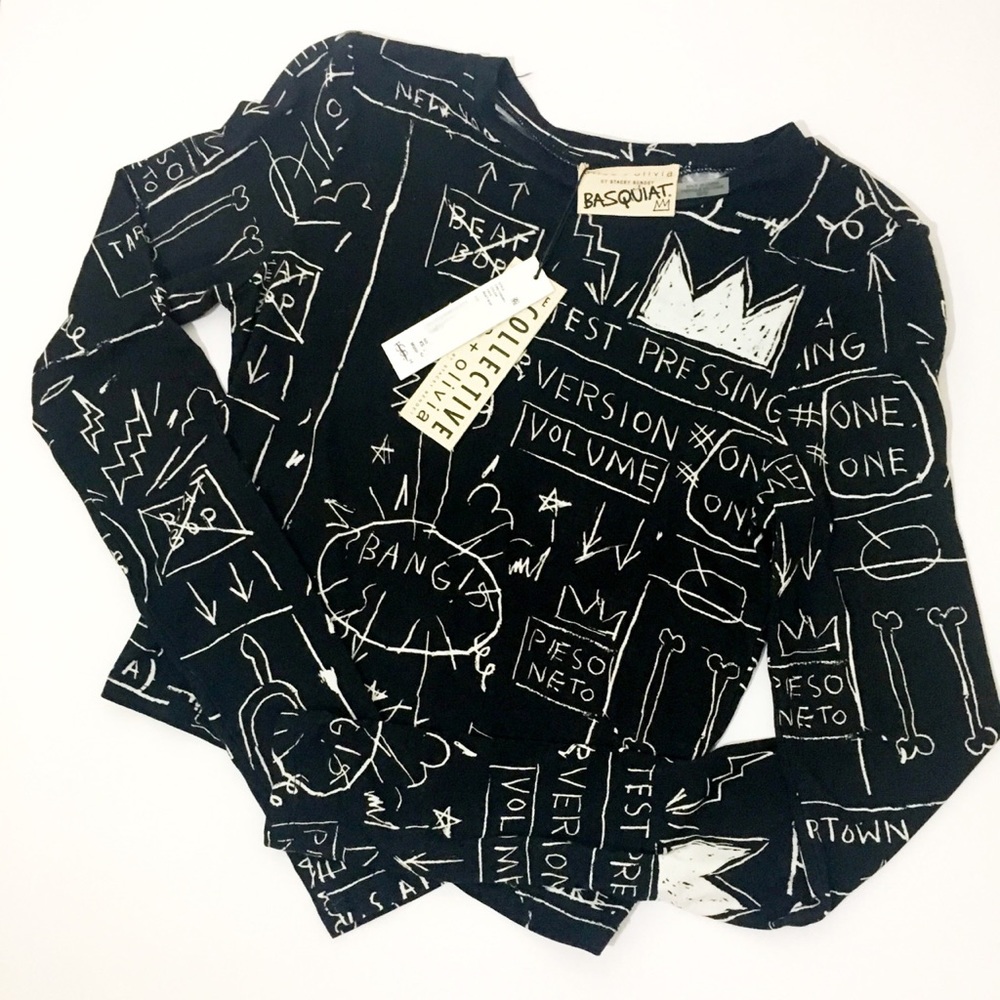 Alice + Olivia x Basquiat Delaina Printed Crop Top