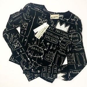 Alice + Olivia x Basquiat Delaina Printed Crop Top