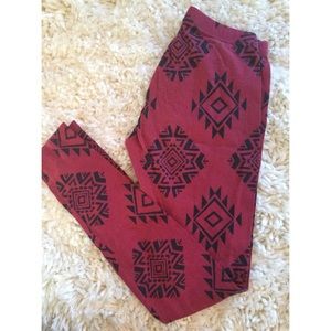 Aztec red and black leggings