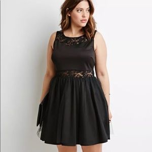 Forever 21 Plus. Black Lace Tulle Dress.