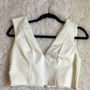 White V-Neck Crop Top