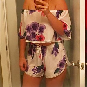 Two piece floral play set suit