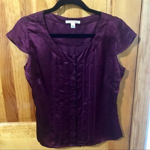 Banana Republic Silk Plum Cap Sleeve Blouse