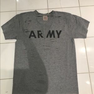 LF grey vintage t shirt with a v neck cut out