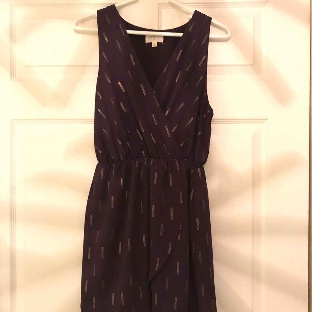 Dark Purple Dress with Gold Stripe Print