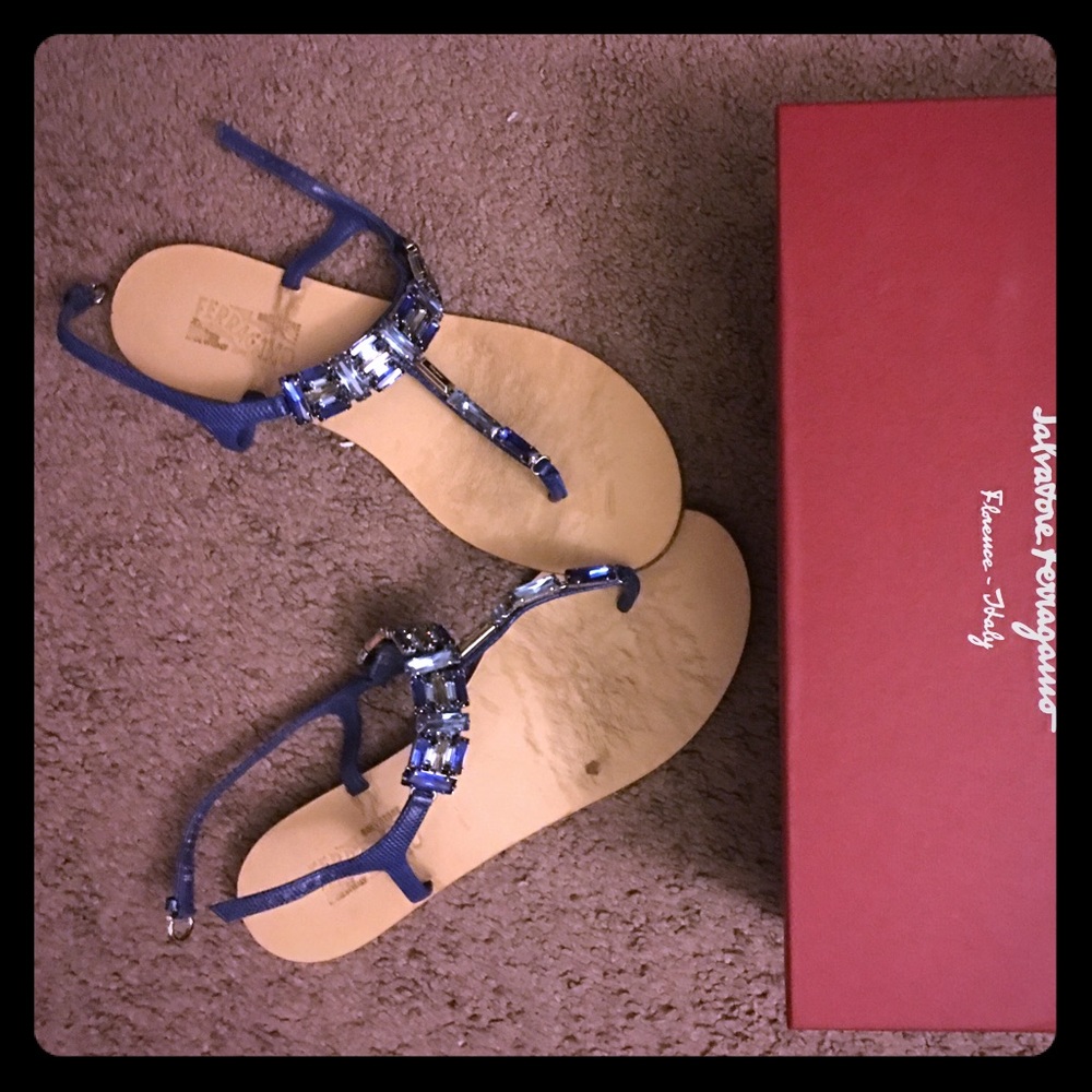 [Jello Sun] Ferragamo Blue Sandals