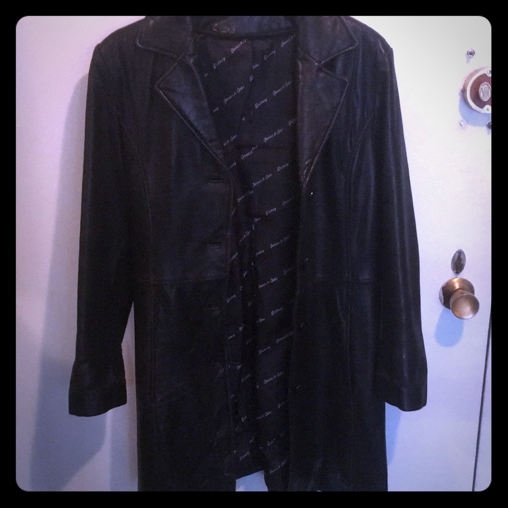 Women's black leather coat. Size Small.