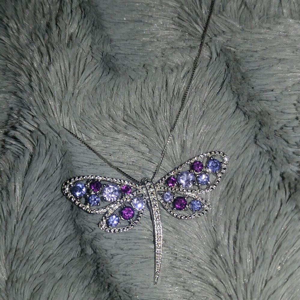 🌼HOST PICK🌼 Amethyst Silver Dragonfly Necklace