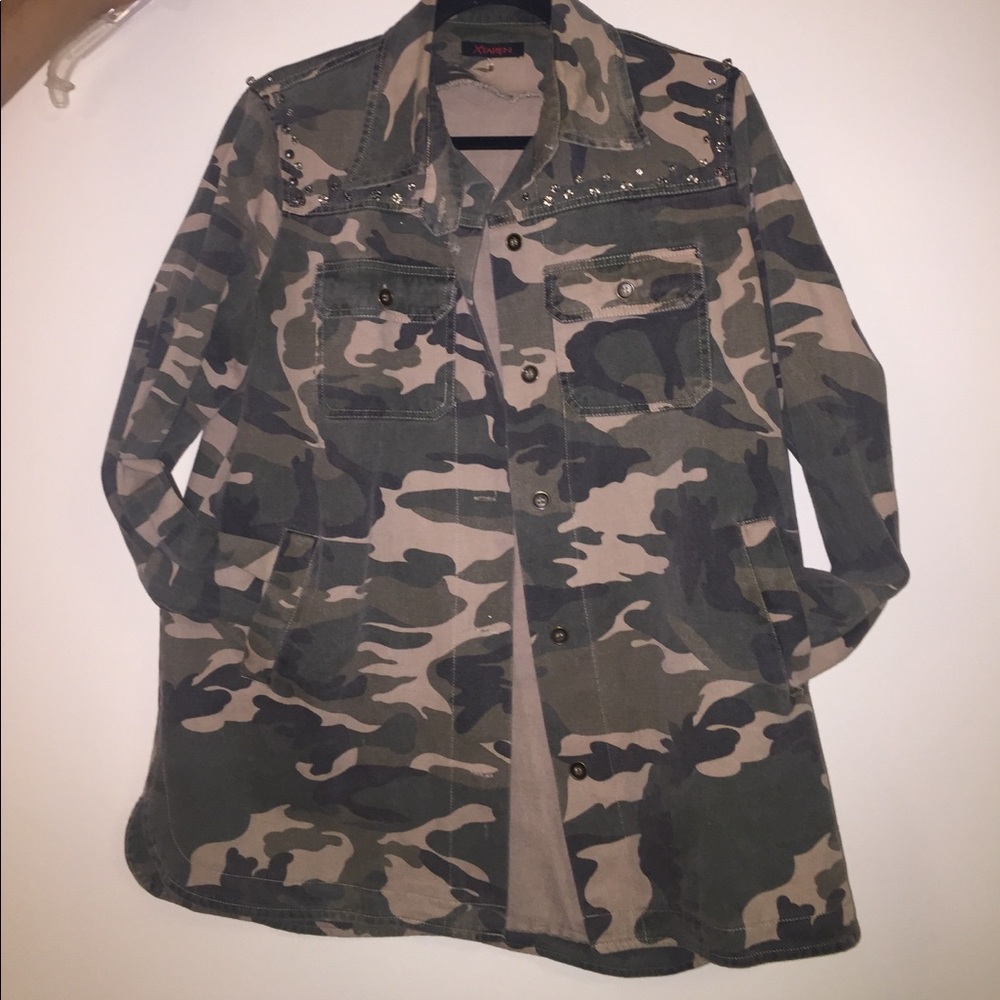 oversized army jacket with rhinestones