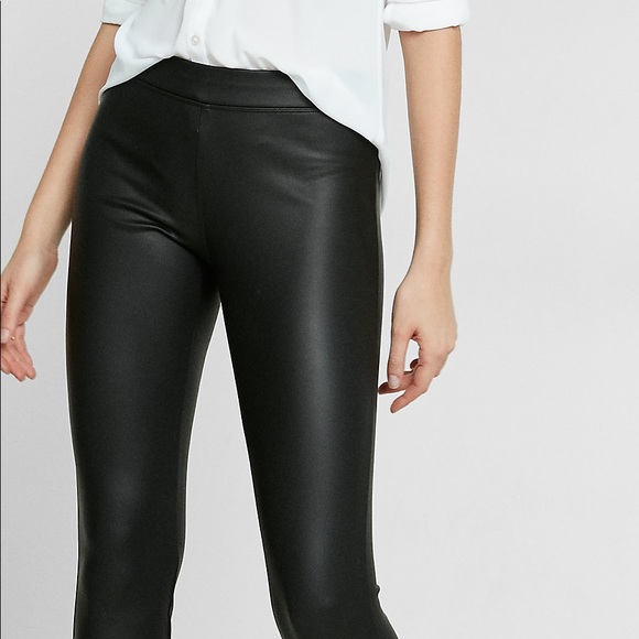 Express Pants - Express Scuba Black Faux Leather Skinny Pants