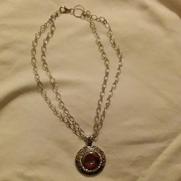 Round snap button necklace with colorful rhineston - Picture 3 of 5