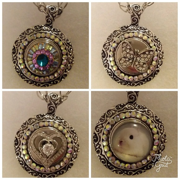 Round snap button necklace with colorful rhineston - Picture 4 of 5