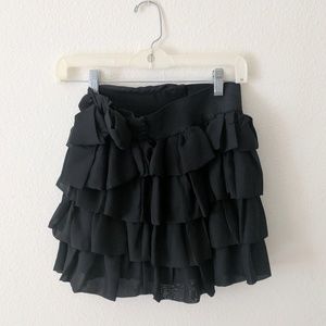 Black chiffon layer bow skirt