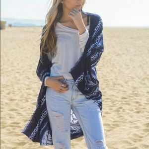 Tied dye Floral kimono cardigan beach cover up
