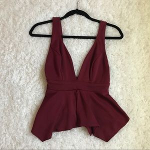 Burgundy Plunge Top