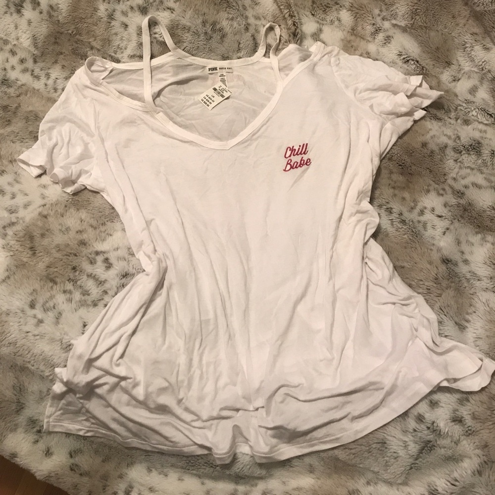 VSPINK Chill Babe Cold Shoulder Super Soft Tee