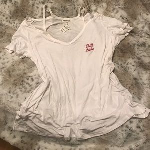 VSPINK Chill Babe Cold Shoulder Super Soft Tee