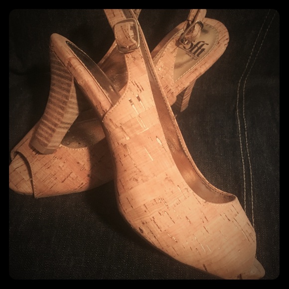 Sofft Shoes - Sofft Cork slingback heels Cork pumps peep toe 7.5