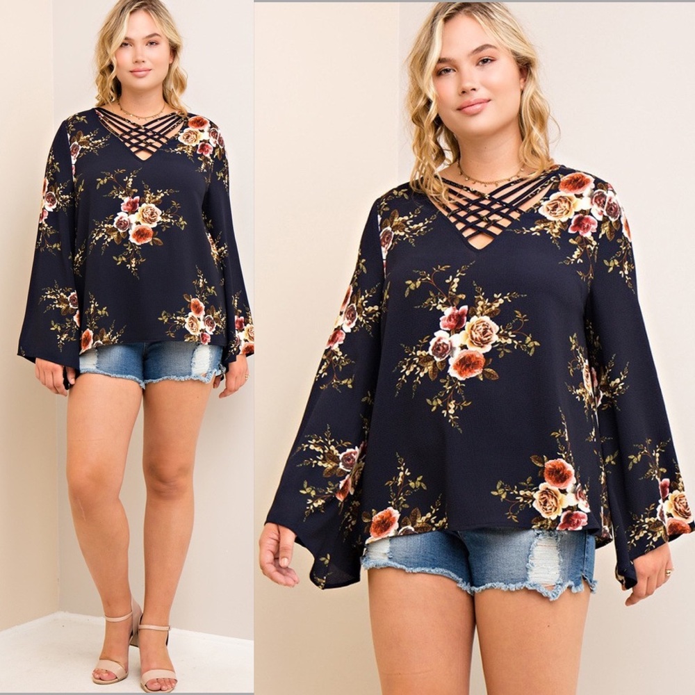 COMING SOON!!! PLUS SIZED FLORAL BLOUSE - Picture 1 of 6