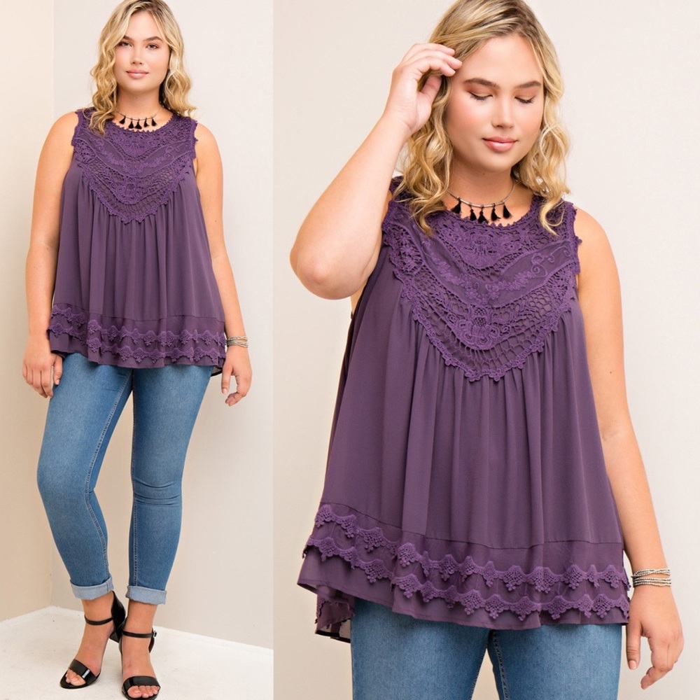 PLUS SIZE GRAPE BLOUSE - Picture 1 of 7