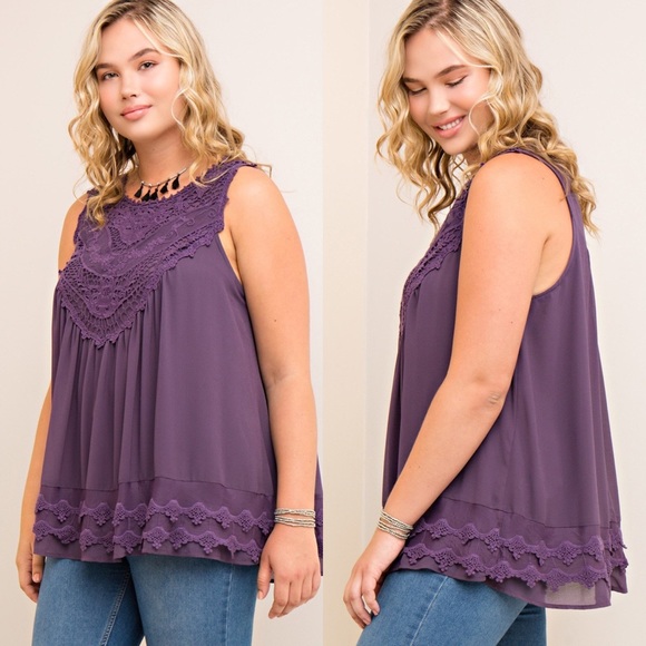 PLUS SIZE GRAPE BLOUSE - Picture 3 of 7
