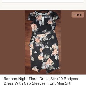 Boohoo Floral peplum bodycon dress size 10 new