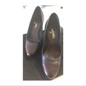 CHANEL CAMELLIA BLOCK HEEL PUMPS