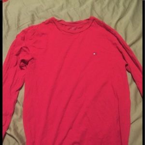 long sleeve small red tommy hilfiger shirt