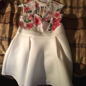 Pearl choker floral skater  dress