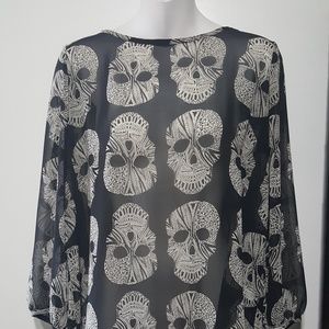 Love Culture Sheer skull blouse