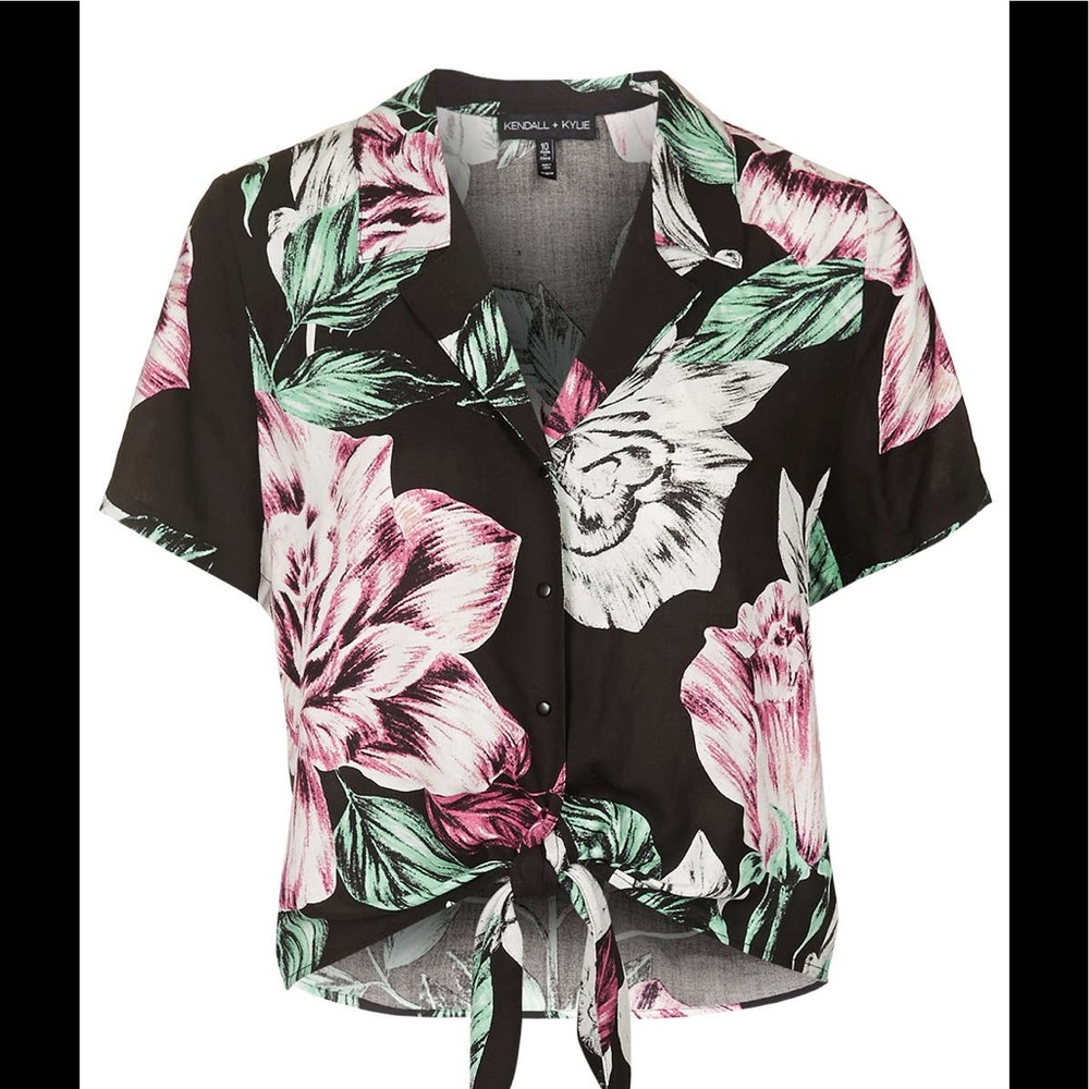 Kendall & Kylie Hawaiian tie up crop top