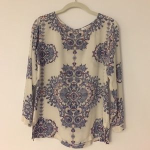 Club Monaco silk floral long sleeve top