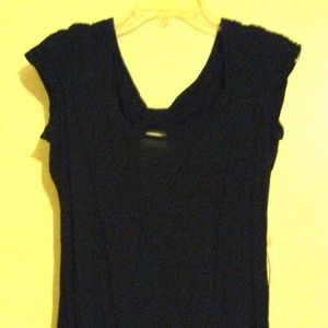 NWOT Black w/ Back Peep Hole Cap Sleeve Dress L