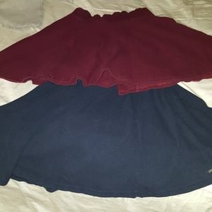 Hollister skater skirt bundle--burgundy and navy