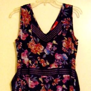 NWOT Black Floral Print V-Neck Sleeveless Dress 8