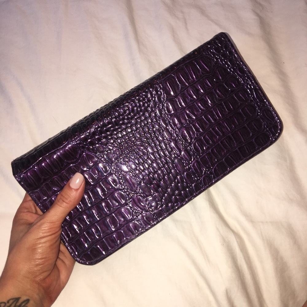 Purple Faux Croc Skin Makeup Brush Travel Case