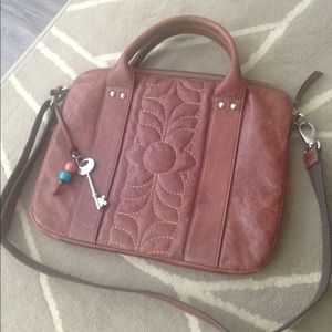 Fossil leather Key-Per laptop bag- LIKE NEW