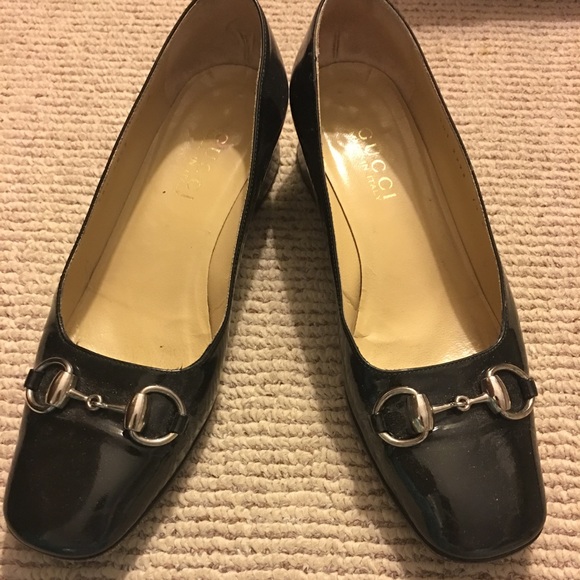 dark green low heel shoes