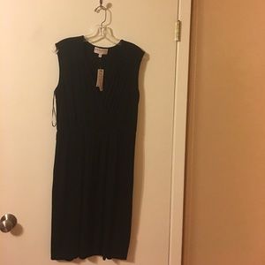 Sleeveless black vneck dress